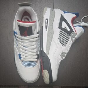 Jordan Youth White, Blue, and Red Sneakers
